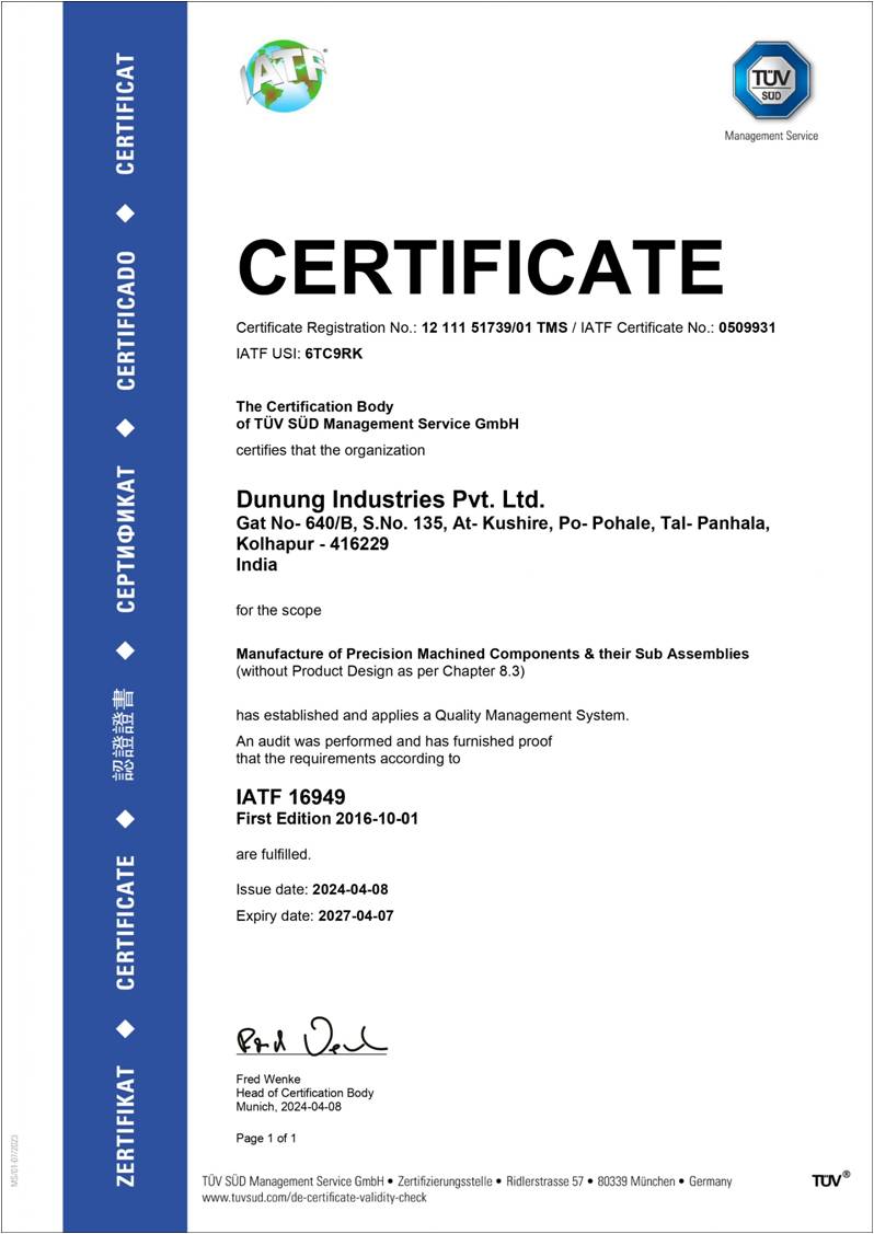 IATF Certificate Unit I